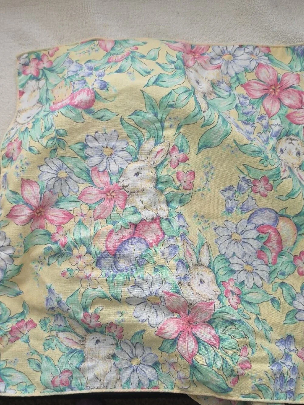 6 Floral Bunny Print Dinner Napkins